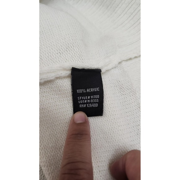 Antthony Cardigan Sweater Womens Medium Ivory Shawl Collar Button Ribbed Knit - Picture 12 of 15